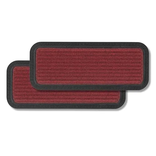 Astra Fußmatte Außen & Innen - 2er Set 25x60 cm Rot Linien - Praktische rutschfeste Schmutzfangmatte für Innen und Außen. Mit Rillenstruktur entfernt sie effektiv Schmutz und Nässe, sorgt für einen gepflegten Eingangsbereich und ist langlebig. Auch ideal als Stufenmatte einsetzbar.
