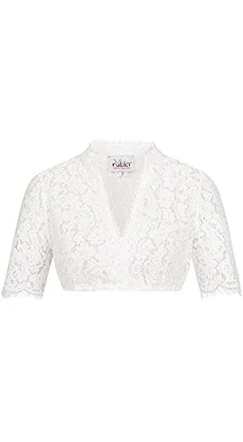 Nübler Dirndlbluse Melani - Edle Trachtenbluse für Damen - Dirndlblusen für Damen - Hochwertige Trachtenbluse aus eleganter Spitze mit Stehkragen und V-Ausschnitt, perfekt für festliche Anlässe und das Oktoberfest.