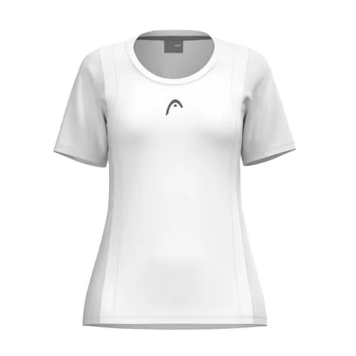 HEAD Club 25 Damen Tennisshirt in Weiß, Größe S - Stylisches Tennisshirt aus schnelltrocknendem Material für optimalen Tragekomfort; mit atmungsaktivem Mesh an Ärmeln und Seiten für ein frisches Gefühl während des Spiels.