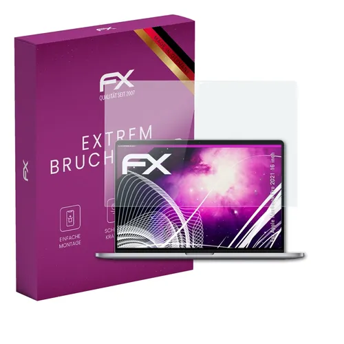 atFoliX Glasfolie für Apple MacBook Pro 2021 16 inch Panzerfolie 9H Schutzpanzer