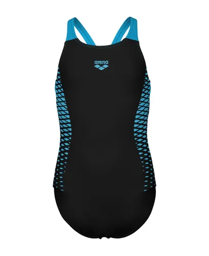 ARENA Openings Unisex Kinder Badeanzug, Black/Turquoise, 128 - Wettkampf-Badeanzüge für Mädchen, hervorragende Passform und maximale Chlorbeständigkeit für beste Leistung im Pool.