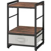 Costway Nachttisch mit Stoffschublade – Rustikales Braun Beistelltisch - Vielseitiger Nachttisch mit geräumiger Tischplatte, offener Ablage und stilvoller Stoffschublade. Robuster Metallrahmen im industriellen Stil, ideal für jedes Zuhause. Perfekt als Beistelltisch oder für kreative Nutzung.