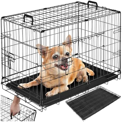 tectake® Hundekäfig-Gitterbox, klappbar - Hundeboxen für Reisen, stabil und sicher mit abgerundeten Ecken für den Schutz Deines Hundes.