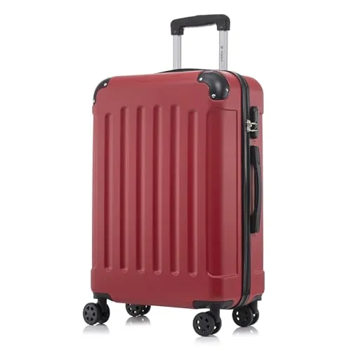 Yonsly Hartschalen-Trolley 66 cm - Robuster Reisekoffer mit 360° Rollen - Stylischer Hartschalen-Trolley in Rot, ideal für Business und Urlaub. Mit 4 leichtlaufenden Rollen und Zahlenschloss für sicheres Reisen. Handgepäcktauglich gemäß IATA-Standards.