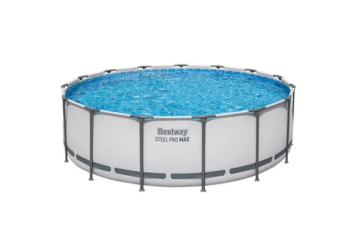Steel Pro MAX™ Solo Pool Ø 457 x 122 cm – Lichtgrau, Rund - Genießen Sie erfrischende Sommertage mit diesem robusten Quick-Up-Pool. Ideal für den Garten und einfach aufzubauen, sorgt er für Spaß und Entspannung für die ganze Familie.