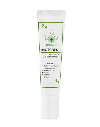 TraumaPet Hautcreme mit kolloidalem Silber und Bienenwachs für Tiere - Hautpflege für Hunde, Katzen und Pferde, lindert Hautprobleme sanft mit kolloidalem Silber und Bienenwachs für eine schnelle Regeneration.