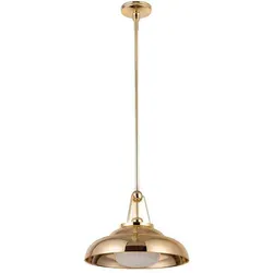 Pendelleuchte Godwin Ø 36,8 cm in Messing E27 - Elegante Pendelleuchte aus Stahl und Glas für jeden Raum. Mit dimmbarer Funktion und verstellbarer Höhe ideal für individuelles Lichtdesign. Stilvolles Industrial-Design für Wohnzimmer, Schlafzimmer und mehr.
