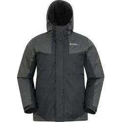 Mountain Warehouse Dusk III Skijacke für Herren - Schwarz/Grau - Größe L - Wasserabweisende und winddichte Skijacke aus 100% Polyester, ideal für kalte Tage. Mit anpassbarer Kapuze und praktischen Taschen für optimalen Komfort beim Wintersport.