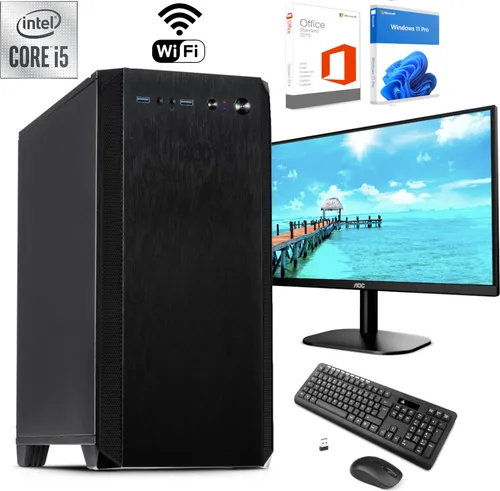 Komplett PC - Office - Multimedia - Intel i5 6x 4,3 GHz 16GB DDR4 Ram 512 SSD WLan Schallgedämmt 24" Monitor - Drahtlose Tastatur und Maus - Office 2019 - Windows 11