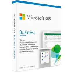 Microsoft 365 Business Standard - 5 PCs/MACs für 1 Jahr - Cloudbasierte Office-Software für 5 Geräte, 1 TB OneDrive-Speicher und Echtzeit-Zusammenarbeit. Ideal für moderne Arbeitsumgebungen.