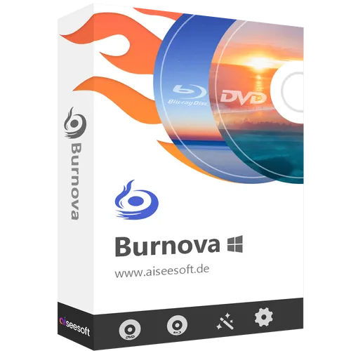 Aiseesoft Burnova 4031989032993 - Aiseesoft Burnova - Intuitive Brennsoftware für DVDs, Blu-rays und ISO-Dateien. Erstellen Sie hochwertige Discs mit anpassbaren Menüs und schneller Brenngeschwindigkeit. Ideal für kreative Projekte!
