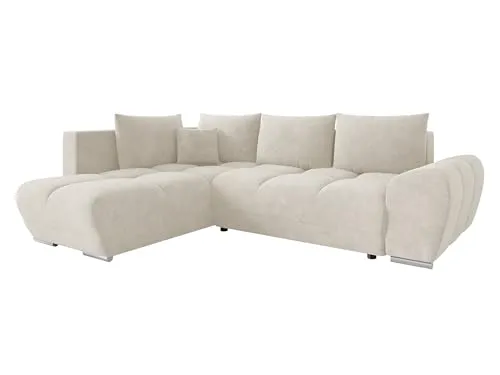 Mirjan24 Ecksofa Fureniz mit Bettkasten, 4 Sitzer L-Form Sofa mit Schlaffunktion, Eckcouch für Wohnzimmer, Couch mit Bettfunktion (Velo 621, Seite: Links)