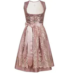 Edelnice Dirndl Madeleine 42 - Midi Dirndl in Rose - Elegantes Midi Dirndl aus 100% Polyester Mikrofaser, ideal für festliche Anlässe und Trachten-Events.
