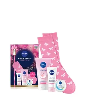 Nivea Hautpflege-Set Girls Stuff 2025 (Skincare Love) 4-tlg. - Hautpflegeset mit sanfter Waschcreme, feuchtigkeitsspendender Soft Creme und schützender Tagespflege – ideal für gepflegte Haut und als perfektes Geschenk!