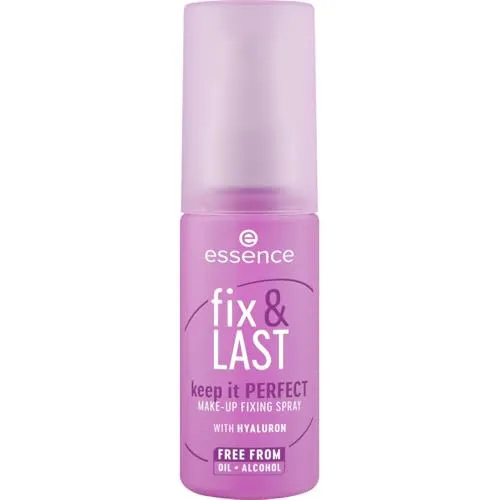 essence fix & LAST keep it PERFECT MAKE-UP FIXING SPRAY, Transparent, fixierend, natürlich, strahlend frisch, vegan, ölfrei, ohne Parfüm, ohne Alkohol, 1er Pack (50ml)