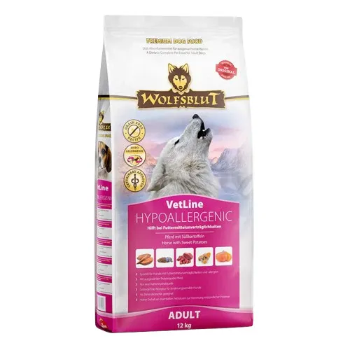 Wolfsblut Hypoallergenic VetLine - 12 kg Hundefutter, ideal bei Futtermittelallergien und -unverträglichkeiten, mit hochwertigem Pferdefleisch und getreidefreier Rezeptur
