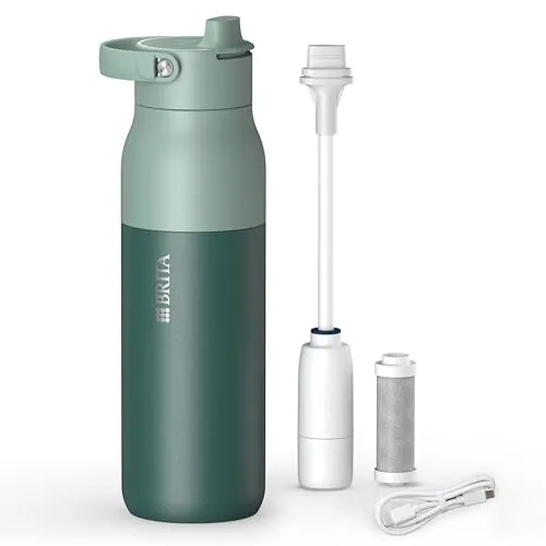 BRITA LARQ iQ Digitale Filter Trinkflasche (1 L) in Grün – Smarte Hydration mit UV-C Technologie - Erlebe innovatives Trinken mit der BRITA LARQ Flasche: Verfolge deine Trinkgewohnheiten über die App und genieße frisches Wasser dank Aktivkohlefilter und selbstreinigender UV-C Technologie. Optimal für jeden Tag!