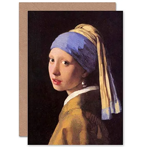 Wee Blue Coo Vermeer Mädchen Mit Perlenohrring Alte Meister Malerei Weihnachtskarte