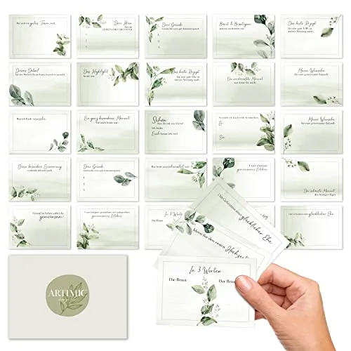 BIROYAL 25er Gästebuch Karten Hochzeit mit Fragen | DIN A7 Gästebuchkarten, Wunschkarten Hochzeit zum Ausfüllen | Fragekarten, Hochzeitsspiel, Süßes Hochzeitsgeschenk für alle Paare
