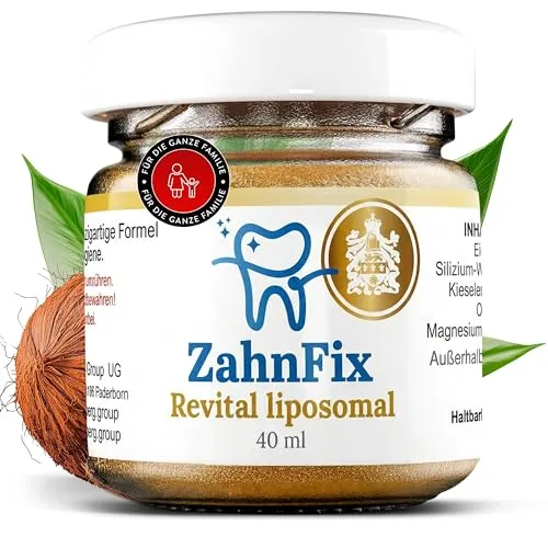 ZahnFix Revital Liposomal 40ml - Zahnpastasalbe für natürliche Zahnregeneration - Zahnpasten: Schmerzlinderung bei Zahnschmerzen ab der ersten Anwendung, ohne aggressive Bleichmittel für natürlich weiße Zähne. Mit natürlichen Inhaltsstoffen wie Beinwell und Kokosöl.