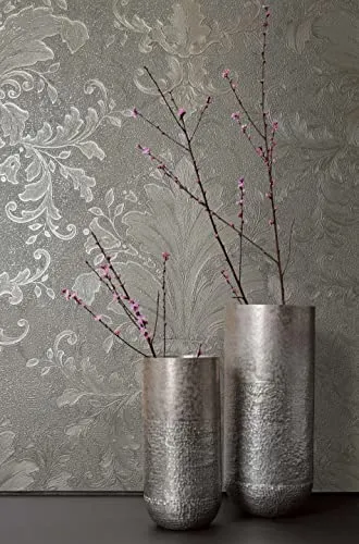 marburg Tapete Grau Silber Vliestapete Barock Ornament für Schlafzimmer Wohnzimmer oder Küche Made in Germany Premium Qualität 10,05 x 0,53m 97266