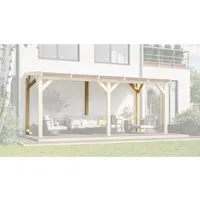 weka Terrassendach Bausatz für freistehende Montage - Außenanbau mit robustem Leimholz, ideal für eine individuelle Terrassenüberdachung in naturbelassener Optik.