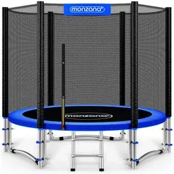 MONZANA® Gartentrampolin Ø 244 cm - Komplettset für Kinder - Trampolin für den Heimgebrauch mit TÜV-zertifiziertem Sicherheitsnetz. Ideal für Outdoor-Spaß und Fitness, inklusive Leiter und Randabdeckung. Maximales Benutzergewicht: 120 kg.