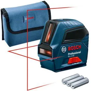 Bosch Kreuzlinienlaser GLL2-10 - selbstnivellierend, roter Laser mit Schutztasche, ideal für präzise Nivellierarbeiten bis 10m