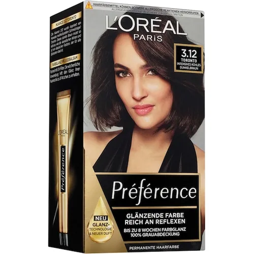 LOreal-Paris Haarfarbe ColorationPréférence Glänzende Farbe 3.12 Toronto/Intensives Kühles Dunkelbraun 1 Stk. (9,99 € / 1 Stk.)