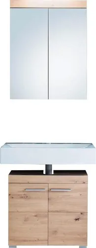 INOSIGN Badmöbel-Set Avena, (Set, 2-St), Badezimmermöbel - Waschbeckenunterschrank und Spiegelschrank braun