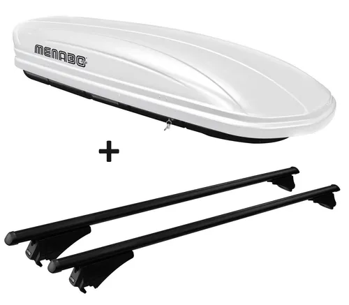 Dachbox weiß VDP-MAA 460W Auto Dachkoffer 460 Liter abschließbar + Alu-Relingträger Dachgepäckträger aufliegende Reling im Set kompatibel mit für Opel Astra Sportstourer ab 10