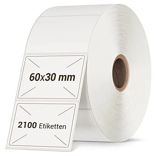 VIOKS Etiketten Selbstklebend 2100x Klebeetiketten zum Beschriften 57x32mm für Labeldrucker DHL Etikettendrucker/Druckerpapier Aufkleber zum Beschriften - Selbstklebende Etiketten zum Beschriften