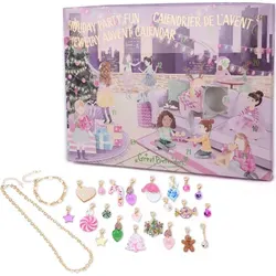 Schmuck Adventskalender für Kinder – Glitzernde Überraschungen zur Weihnachtszeit - Entdecke 24 spannende Türchen mit einem goldenen Armband, einer Halskette und 22 funkelnden Anhängern. Perfekt für kreative Bastelstunden und als Geschenkidee für kleine Schmuckfans!