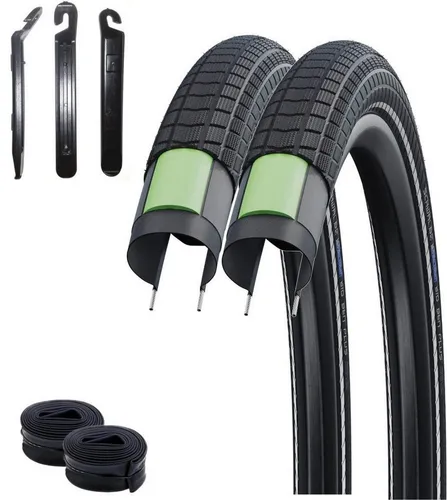 maxxi4you Schwalbe Big Ben Plus Fahrradreifen 20" 55-406 - Hochwertige 20" Fahrradreifen von Schwalbe, ideal für Stadtfahrten. Robust und langlebig, inklusive 2 Ventilen und 3 Hebern für mühelosen Wechsel.