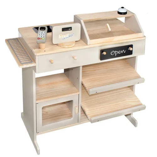 howa Kaufladen - Kaufmannsladen aus Holz mit Spielkasse und Zubehör - Kaufladen & Zubehör: Stabiler Kinderkaufladen aus Holz mit Spielkasse, Kartenleser und Kreidetafel für kreativen Spielspaß und fantasievolle Rollenspiele.