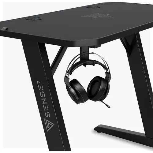 SENSE7 Schreibtisch Nomad Classic, Gaming Tisch 100x50, PC Tisch mit Kopfhörerhaken, Getränkehalter, Controller Halter, Gaming Computertisch mit Kohlefaseroberfläche, Ergonomischer Gaming Desk