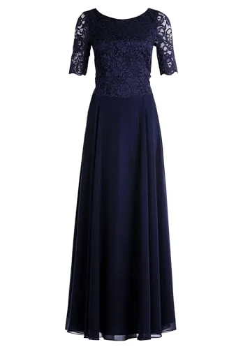 Vera Mont Abendkleid mit Spitze, Damen, Gr. 50, blau - Elegantes Abendkleid für festliche Anlässe: Ausgestellt geschnitten mit feiner Spitze und Rundhals. Ein glamouröser Look, der zeitlose Schönheit verkörpert.
