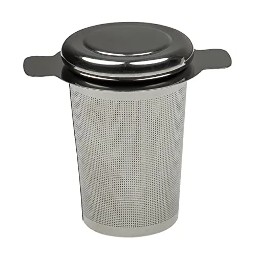 vhbw Teesieb kompatibel mit Vorwerk Thermomix TM5, TM6 Küchenmaschine - Teefilter mit Deckel, Edelstahl, für 1-2,2 Liter Tee, Silber