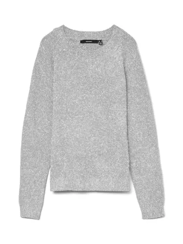 Rundhalspullover VERO MODA "VMDOFFY" - Kuscheliger Damenpullover in light grau melange, figurumspielend und aus weichem Feinstrick für optimalen Tragekomfort. Ideal für lässige Looks und vielseitig kombinierbar.