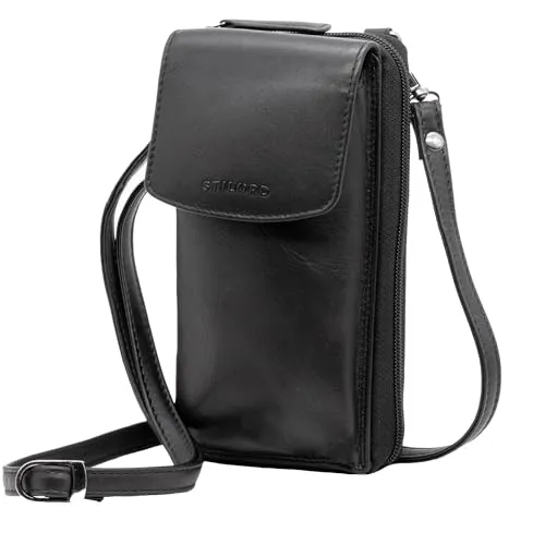 STILORD 'Jule' Leder Handytasche - Damen-Geldbörse mit 3-in-1 Funktion: Handytasche, Geldbörse und Umhängetasche aus echtem Leder. Mit RFID-Schutz für mehr Sicherheit und verstellbarem Schultergurt für flexiblen Einsatz.