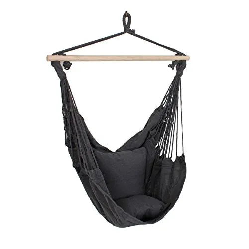 Hängesessel Anthrazit Grau mit Kissen - 90 x 120 x 60 cm - Hängesessel für Außen und Innen, inklusive 2 bequemen Kissen. Ideal zum Entspannen, Lesen oder Relaxen. Stylisches Design in Anthrazit für jeden Wohnraum.