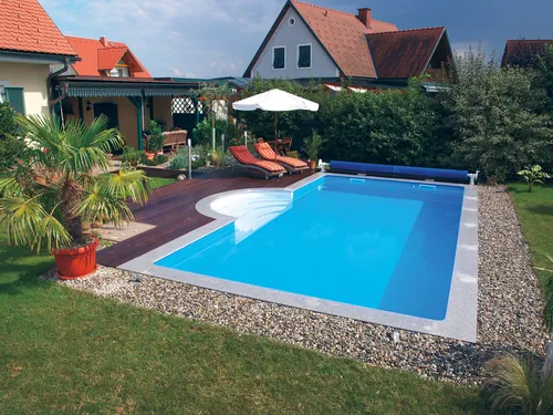 Steinbach Swimming Pool "Ökopool Highlight de Luxe 3", 800 x 400 x 150 cm, mit weißer Römertreppe