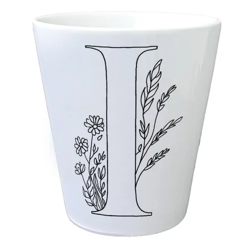 Floral Buchstabe I Blumentopf zum Ausmalen für Kunstliebhaber
