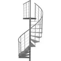 Minka Spindeltreppe Milano Grau – Elegante Lösung für Geschosshöhen bis 300 cm - Die Minka Spindeltreppe Milano vereint modernes Design mit Funktionalität. Ihre robusten, pulverbeschichteten Metallstufen und der durchgängige Handlauf bieten Sicherheit und Stil für jedes Zuhause.
