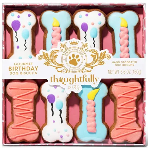 Modern Gourmet Foods Hundekekse Geschenkset - 8 handdekorierte Hundeleckerlies in Knochenform – Geschenkbox für Hündinnen - 8er Set