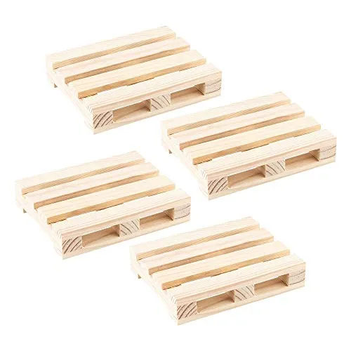 Ideen mit Herz Mini-Paletten | kleine Deko-Paletten aus Holz | ideal zum Basteln, DIY oder als Untersetzer für Getränke (10 x 8 x 2 cm | 4 Stück)