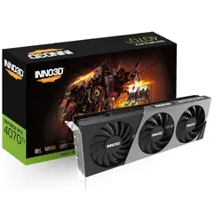 Inno3D GeForce RTX 4070 Ti X3 12GB - Hochleistungs-Grafikkarte für Gaming - Erleben Sie beeindruckende Grafik mit der Inno3D GeForce RTX 4070 Ti X3. Ideal für Gamer, bietet sie 12GB GDDR6X Speicher und effiziente Kühlung durch 3 Lüfter für optimale Leistung.