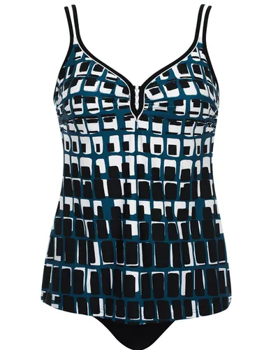 Sunflair Tankini Swim & Beachwear - Eleganter schwarz-weißer Tankini mit Softcups und multifunktionalen Trägern für perfekten Sitz und Komfort. Ideal für Strand und Schwimmbad.