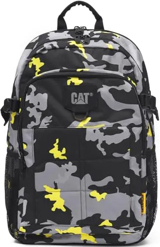 CAT Caterpillar Barry Tagesrucksack 31L - Camo Black/Grey/Yellow - Vielseitiger Rucksack für Schule und Reisen, aus wasserabweisendem Material, leicht und bequem für den täglichen Einsatz.