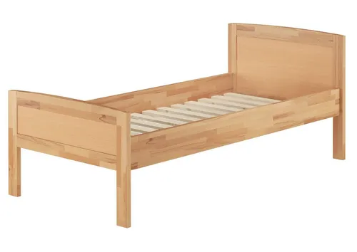 ERST-HOLZ Massivholzbett Attraktives Seniorenbett 100 x 200 Einzelbett Buche Hohe Sitzkante, Buche farblos lackiert